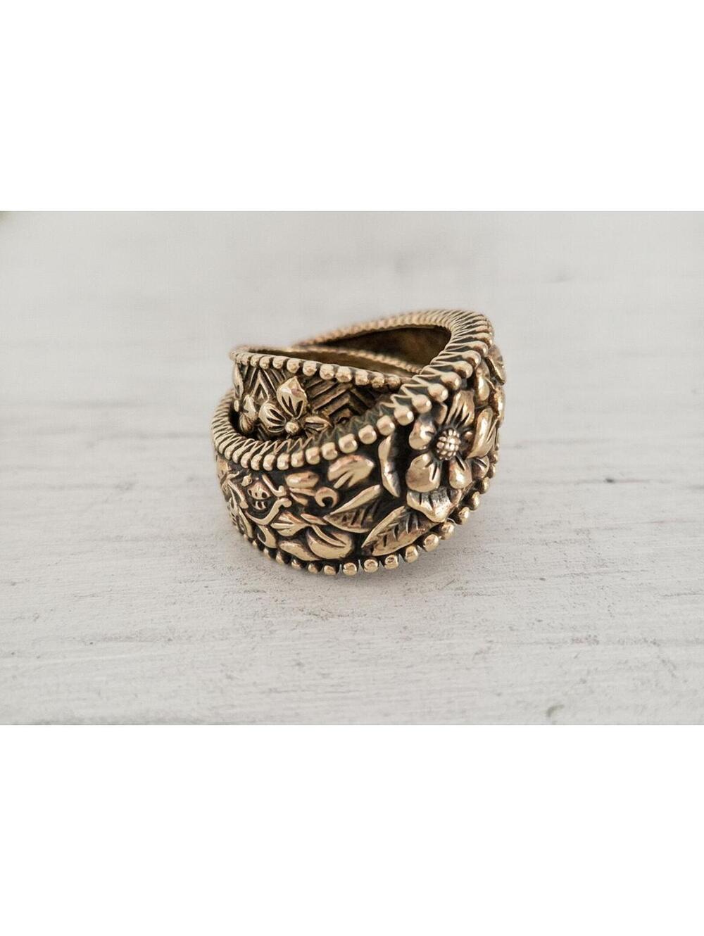 Stephen Dweck Kyoto Flower Engraved Sterling Silver Bypass Ring Band